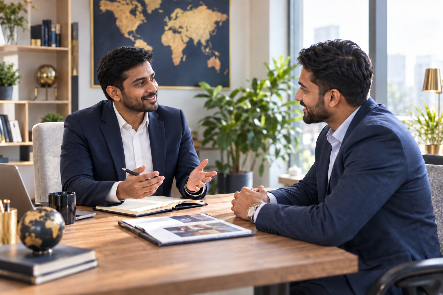 A friendly consultation in a bright office